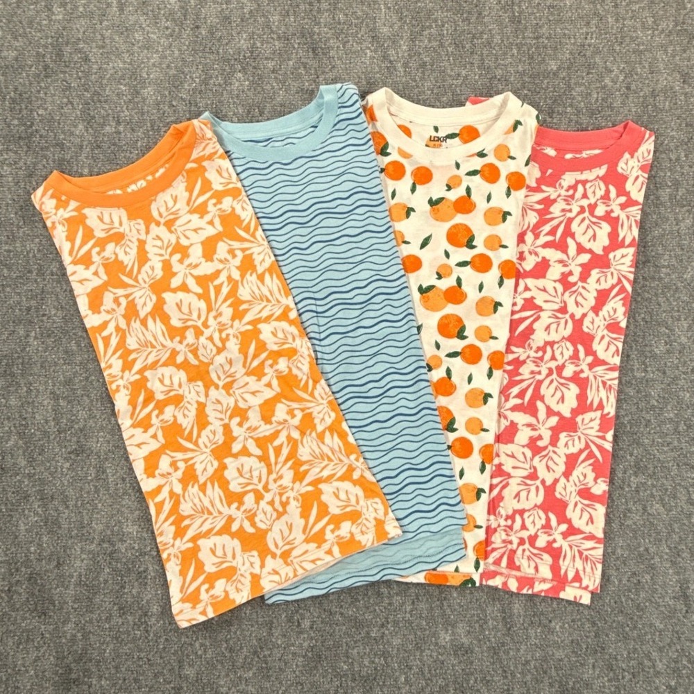 LCKR Boys XL 18-20 T Shirt 4 Pack Bundle Tropical Floral Citrus Stripe Tees NWT